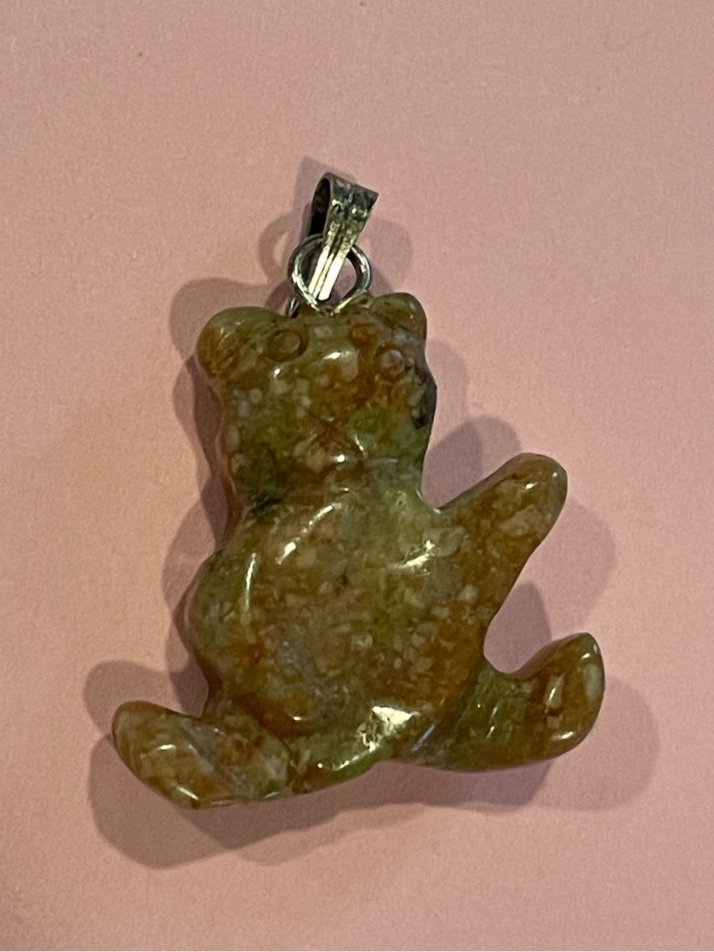 Unakite 3D Stone Bear Pendant #9922 ❤️🔥
